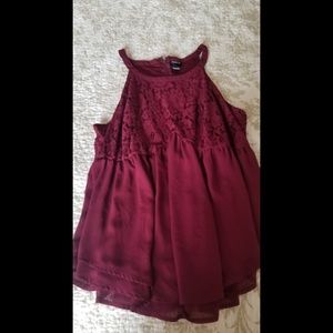 Burgundy Lace Halter Top